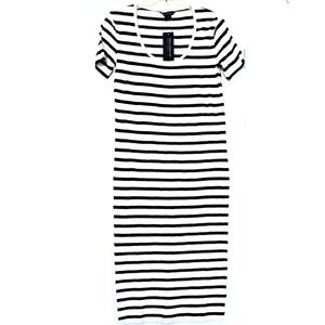Maternity French Connection Dark Blue and White Striped Midi Dress